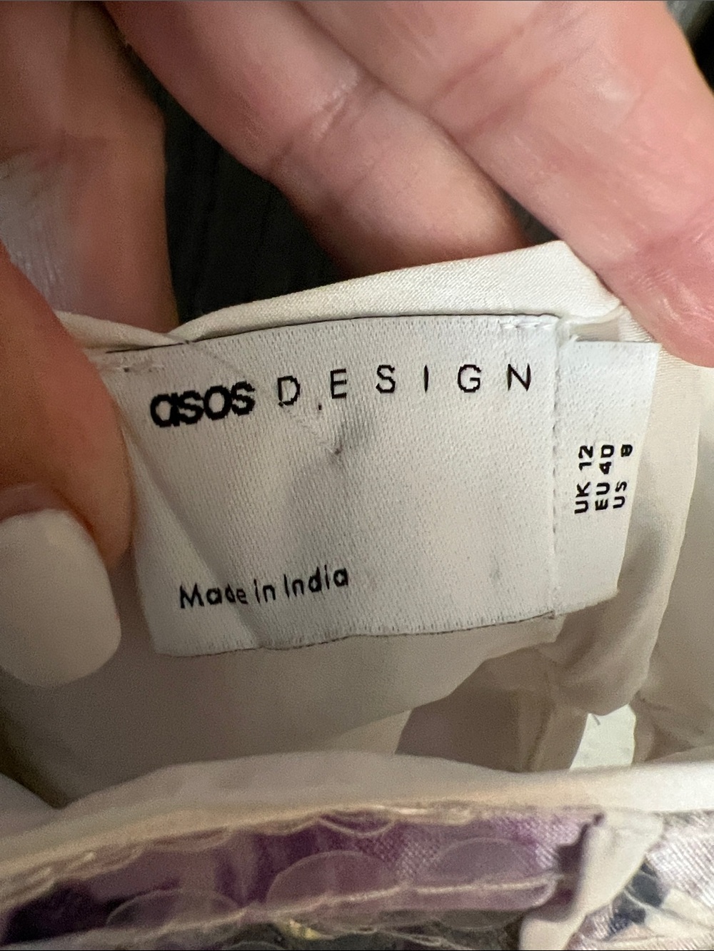 NWT ASOS Design Floral White & Lavender A-Line Mini Dress US 8 - Picture 6 of 11